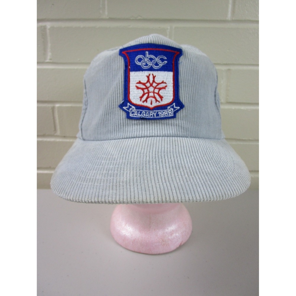 ABC TV Broadcasting Calgary Canada 1988 Winter Olympics Corduroy Hat Vintage